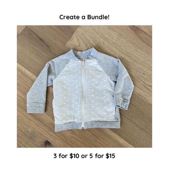 Crazy 8 Other - Crazy 8 Girls White and Gray Eyelet Lightweight Full Zip Sweatshirt Size 24M